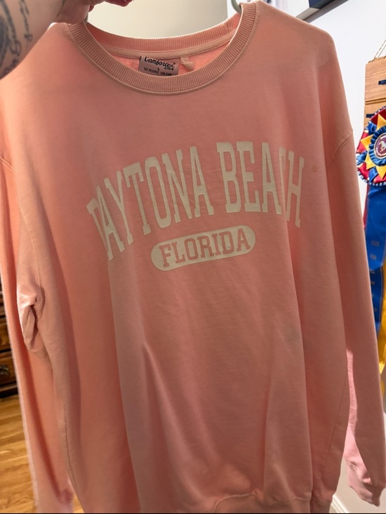 Daytona Beach Tops - Comfortable Pink Daytona Beach Florida Crewneck Sweatshirt